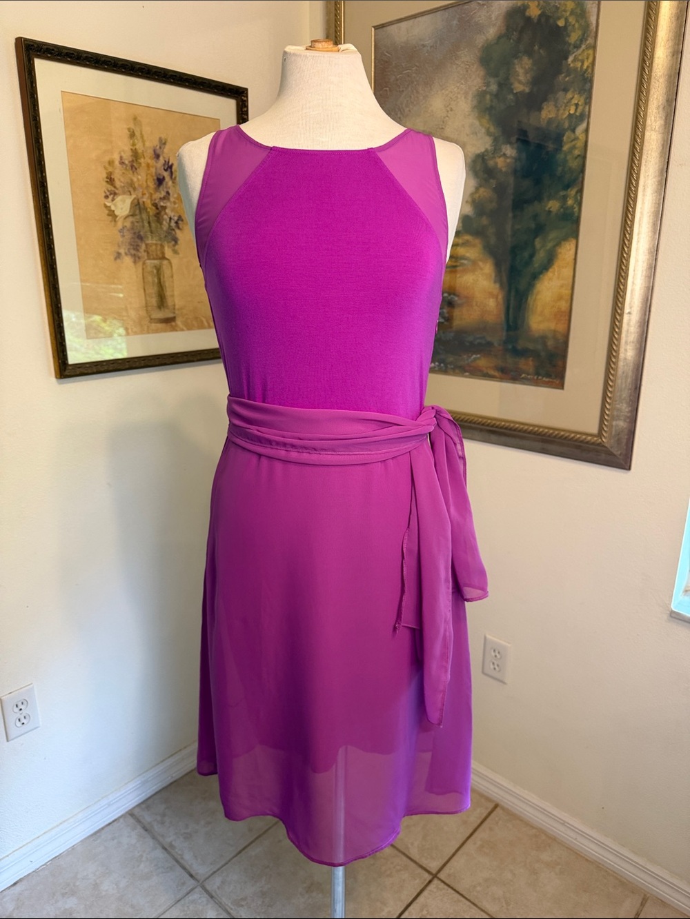 DRESS - Gianni Bini Women's Purple Sleeveless w/ Multi-Use Sash Size Small